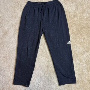 Adidas Sweatpants Mens L Black‎ Heather Tapered Jogger Athletic Zip Hem